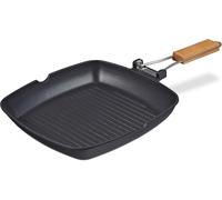 Poêle De Barbecue, À Induction, Revêtement Antidérapant, Poignée Pliable, En Aluminium Pour Steaks 29X29Cm.