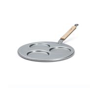Poêle - DE BUYER - Triblinis 27 cm B-Bois - 3 empreintes Ø10 cm - Acier Minéral B - Poignée hêtre