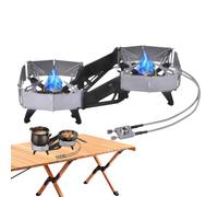 Poêle de Camping, Double Brûleur Pliable, Poêle De Camping À Deux Brûleurs Portable Pour La Cuisine Extérieure, Camping De Pare-Brise, Survivre,