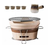 Poêle de grillade en Argile extérieure, cuisinière à Charbon d'argile, Ancienne poêle en Argile compacte, avec Tasses et bouilloires, poêle à Charbon Multifonctionnel pour Cuisiner, pour