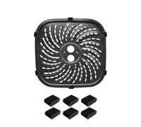 Poêle de rechange pour friteuse à air comprimé PowerXL pour Vortex Pro 6 QT Plaque en acier inoxydable émaillée non réactive pour surface Poignée amovible Comprend 6 (22 x 22 cm)