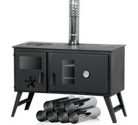 Poêle de tente CampFeuer | 28,5 x 58,5 x 260 cm | Chauffage de tente, poêle à bois pour le camping