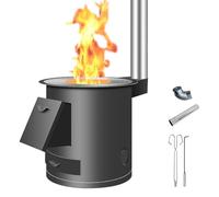 Poêle de Tente de Camping à Bois avec Cheminée pour La Cuisine en Extérieur, Poêle Multi combustibles pour Le Chauffage de Tente, La Randonnée, Les Barbecues Dans Le Jardin(46cm/18in)