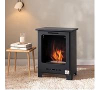 Poêle décoratif au bioéthanol métal noir 40x30x50 cm - chauffage d’appoint 20-25 m² sans fumée ni cendres