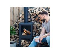 - Poêle d'extérieur avec réserve de bois noir