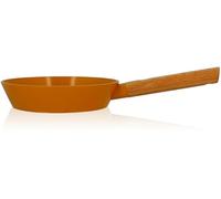 POELE ECTOR 20 CM EN ALUMINIUM REVETEMENT CERAMIQUE JAUNE AVEC MANCHE EN BOIS
