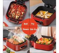 Poêle électrique 1800 W, Poêles à Frire D'intérieur Sans Fumée, Cuisinière Multifonction, Poêle électrique, Avec Une Capacité De 3 L, 3 Modes De Cuisson Pour Frire, Bouillir Et Cuire à La Vapeu white