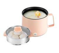 Poêle Électrique 2 Couche Multifonc Portable 1,7L - Fondue Électrique Antiadhésive avec Grille Vapeur, 2 contrôle de puissance Rose