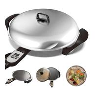 Poêle électrique antiadhésive pour crêpes, plaque de cuisson pour injera | Surface en aluminium moulé, contrôleur numérique réglable, répartition uniforme la chaleur, pour chapati(40cm)