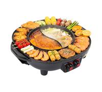 Poêle électrique multifonction 2000 W, capacité 3 l avec couvercle, poignée de couvercle, intérieur coréen, barbecue thaïlandais, fondue, raclette XXL pour 5 à 6 personnes
