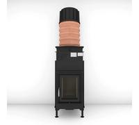 Poêle en faïence Brunner B4 porte pivotante plat 14,5 kW hydro Accumulateur modulaire superposé MAS 440 ⌀ 180, Cadre de base noir