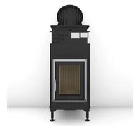 Poêle en faïence Brunner B4 porte tournante verre plat 14,5 kW Hydro Warmlufthaube Guss ⌀ 180 mm, Anbaurahmen Edelstahl