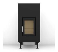 Poêle en faïence Brunner B7 porte tournante verre plat 12 kW Hydro Frontplatte Stahl, schwarz 48 x 83 cm