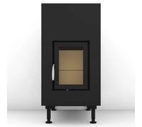 Poêle en faïence Brunner B8 porte tournante verre plat 13 kW Hydro Frontplatte Stahl, schwarz 48 x 83 cm