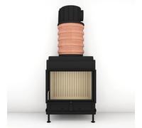 Poêle en faïence Brunner HKD 13 + porte pivotante plat 9 kW Accumulateur modulaire superposé MAS 440 ⌀ 180, Cadre de base noir