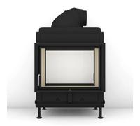 Poêle en faïence Brunner HKD 13 porte tournante tunnel/porte tournante verre plat 9 kW Hotte en fonte Ø 180 mm, Cadre noir