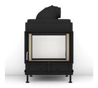 Poêle en faïence Brunner HKD 13 porte tournante tunnel/porte tournante verre plat 9 kW Hotte en fonte Ø 180 mm, Cadre de base noir