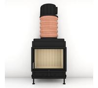 Poêle en faïence Brunner HKD 13 porte tournante verre plat 9 kW Capot moulé MAS 440 module d'extension réservoir de stockage double coque Ø 180 mm, Cadre noir