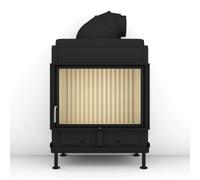 Poêle en faïence Brunner HKD 13 porte tournante verre plat 9 kW Hotte en fonte Ø 180 mm, Cadre de base noir