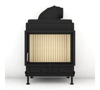 Poêle en faïence Brunner HKD 13 porte tournante verre plat 9 kW Hotte en fonte Ø 180 mm, Cadre noir