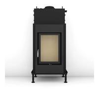 Poêle en faïence Brunner HKD 2.2 k SK porte tournante verre plat 8 kW Hydro Frontplatte Stahl 48 x 83 cm