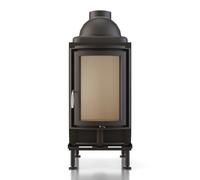 Poêle en faïence Brunner HKD 2.2 porte tournante ronde 9 kW Accumulateur modulaire superposé MAS 440 Ø 180, Cadre noir R = 380
