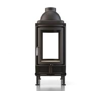 Poêle en faïence Brunner HKD 2.2 porte tournante ronde 9 kW Hotte basse en fonte Ø 180 mm, Cadre de montage, noir R = 330