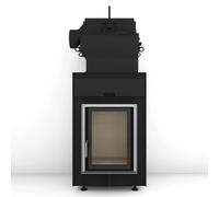 Poêle en faïence Brunner HKD 2.2 SK, EAS avec système de volets Moritz 12 kW Hydro Anbaurahmen Edelstahl
