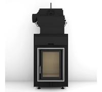 Poêle en faïence Brunner HKD 2.2 SK, EAS avec système de volets Moritz 12 kW Hydro Blendrahmen Edelstahl
