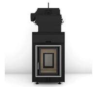 Poêle en faïence Brunner HKD 2.2 SK EAS DHT M avec fonctionnement par vanne Moritz 12 kW Hydro Blendrahmen Edelstahl
