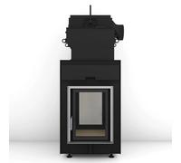 Poêle en faïence Brunner HKD 2.2 SK Tunnel avec raccordement direct avec EOS easy AW 12 kW hydro Anbaurahmen Edelstahl