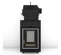 Poêle en faïence Brunner HKD 2.2 SK Tunnel avec raccordement direct avec EOS easy AW 12 kW hydro Blendrahmen Edelstahl