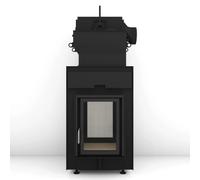 Poêle en faïence Brunner HKD 2.2 SK Tunnel avec raccordement direct avec EOS easy AW 12 kW hydro Cadre de base noir