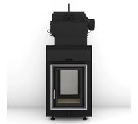 Poêle en faïence Brunner HKD 2.2 SK Tunnel EAS avec fonctionnement par vanne Moritz 12 kW Hydro Blendrahmen Edelstahl