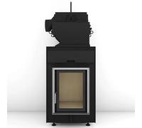 Poêle en faïence Brunner HKD 2.2 XL SK/h, EAS avec système de volets Moritz 13 kW Hydro Anbaurahmen Edelstahl