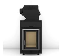 Poêle en faïence Brunner HKD 2.2 XL SK/h, EAS avec système de volets Moritz 13 kW Hydro Blendrahmen Edelstahl