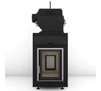 Poêle en faïence Brunner HKD 2.2 XL SK/h EAS DHT M avec connexion directe 13 kW Hydro Anbaurahmen, Edelstahl