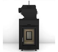 Poêle en faïence Brunner HKD 2.2 XL SK/h EAS DHT M avec connexion directe 13 kW Hydro Anbaurahmen, Schwarz