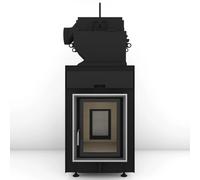 Poêle en faïence Brunner HKD 2.2 XL SK/h EAS DHT M avec connexion directe 13 kW Hydro Blendrahmen Edelstahl