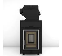 Poêle en faïence Brunner HKD 2.2 XL SK/h EAS DHT M avec fonctionnement par vanne Moritz 13 kW Hydro Anbaurahmen Edelstahl