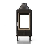 Poêle en faïence Brunner HKD 2.2 XL Tunnel porte pivotante-pivotante vitre plate 13 kW Hotte en fonte Ø 180 mm, Cadre noir