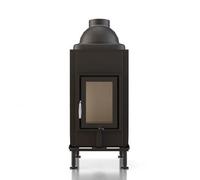 Poêle en faïence Brunner HKD 2.6 porte tournante tunnel/porte tournante verre plat 9 kW Hotte basse en fonte Ø 180 mm, Cadre noir