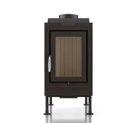 Poêle en faïence Brunner HKD 6.1 porte tournante verre plat 9 kW Blendrahmen Edelstahl