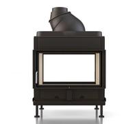 Poêle en faïence Brunner HKD 7 porte tournante tunnel/porte tournante verre plat 9 kW Gusshaube Ø 180 mm und Wärmetauscherringe Guss, Cadre de base noir