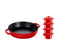 Poêle en fonte 2 poignées, 34 cm + Set mini cocottes céramique, Cerise Staub
