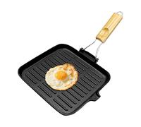 Poêle en fonte 24 cm - Poêle à induction antiadhésive, poêles carrée en fonte pour cuisson au four | poêles avec poignée pliable | idéale pour griller, cuire, camping & cuisine en plein air
