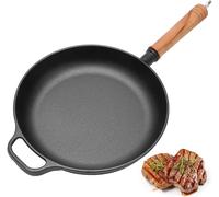 Poêle En Fonte - 27 Cm - Sans Revêtement - Poignée En Bois Massif - Pour Barbecue À Gaz (27 Cm)