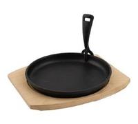 Barbecook Poêle en fonte avec dessous de plat bambou pour barbecue