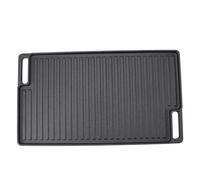 Poêle en Fonte Rectangulaire Réversible 46x26 cm, Poêle Grill Induction, Antiadhésive, Poêle à Grillade Polyvalente - Distribution Uniforme Chaleur, Manche Pratique, Usage Four et Feu de Camp