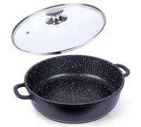 Poêle en granit avec couvercle en verre GRANDE 28 cm